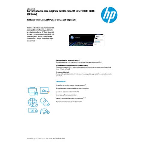 Toner alta capacità 203X HP nero  CF540X